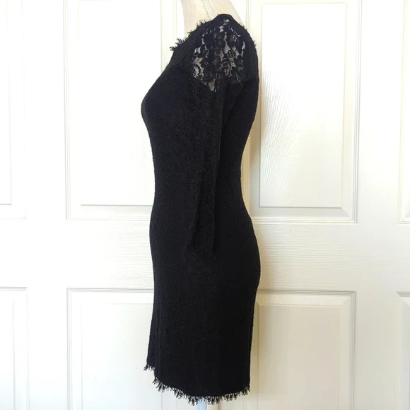 Diane Von Furstenberg Zarita Black Scalloped Lace Scoop Neck Dress - Picture 7 of 11